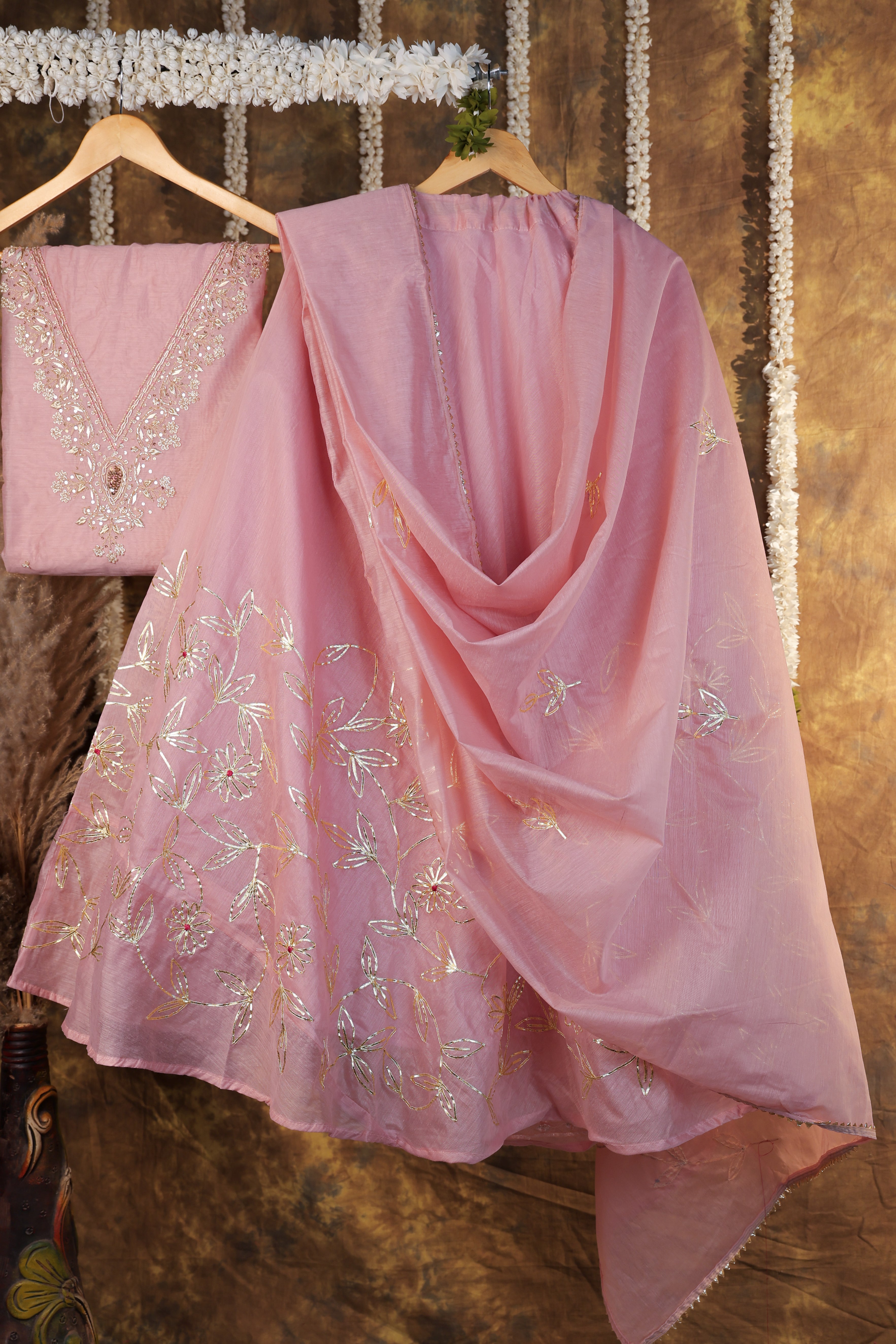 Royal Rosewood Pink Semi-Stitched Lehenga Set