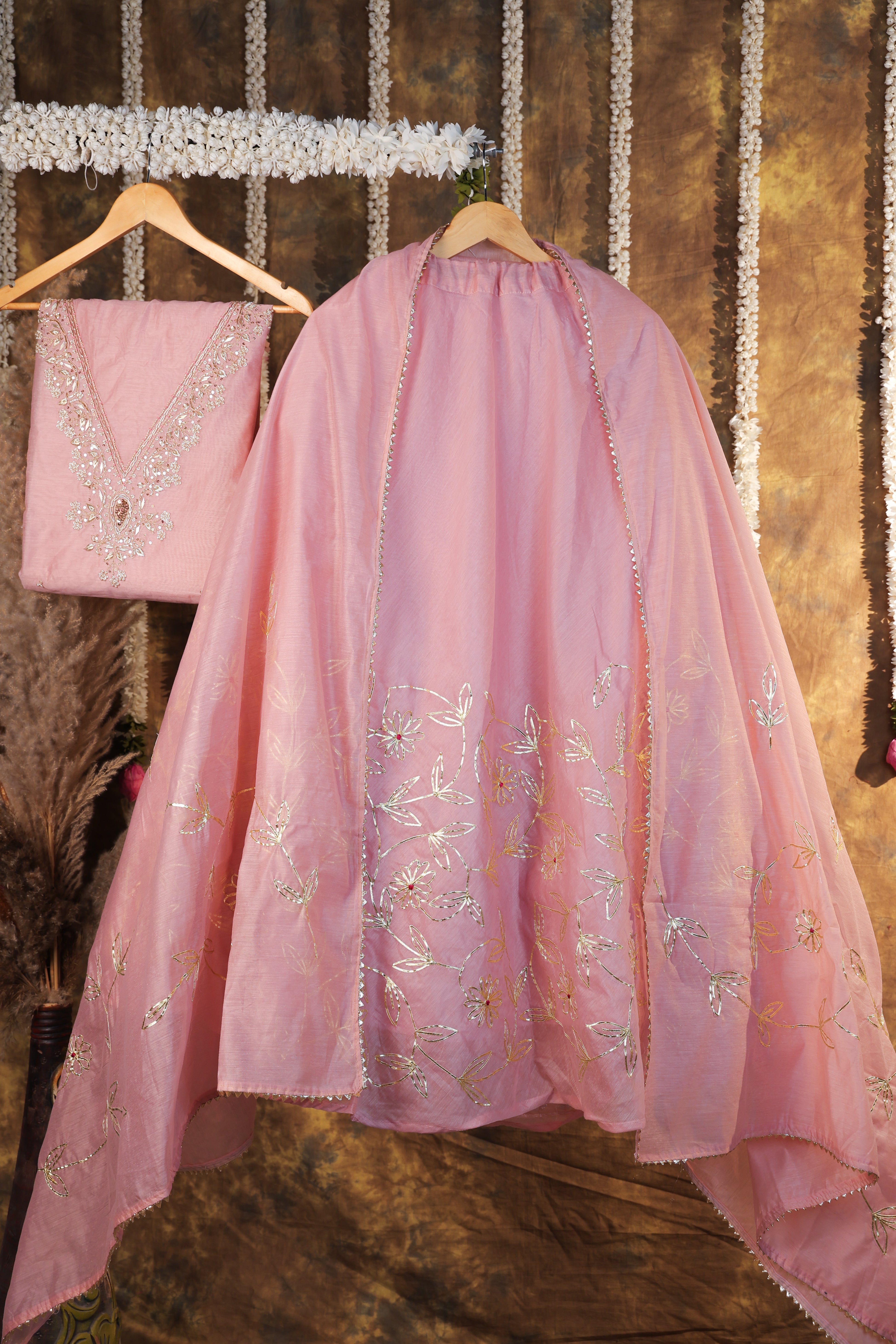 Royal Rosewood Pink Semi-Stitched Lehenga Set