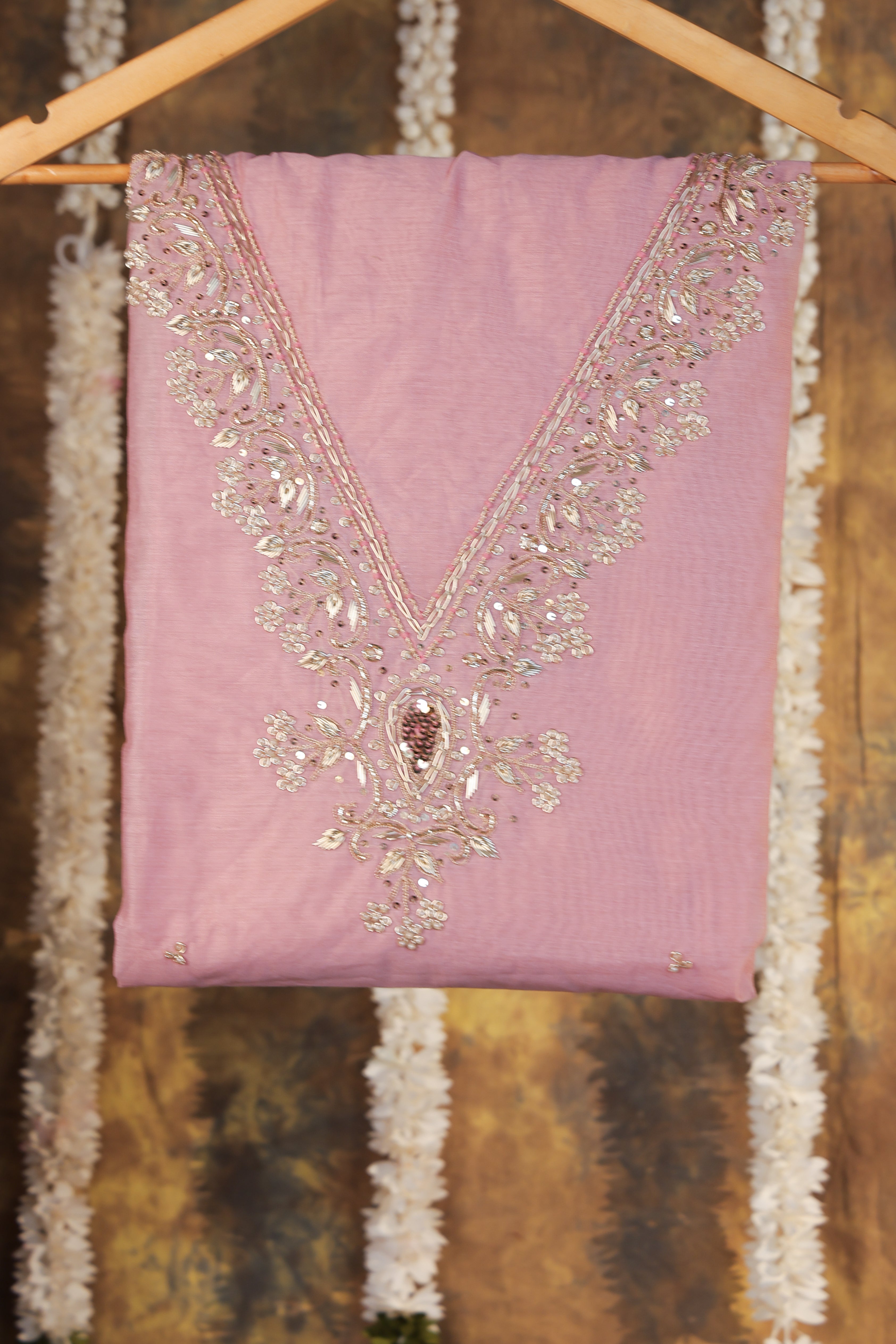 Royal Rosewood Pink Semi-Stitched Lehenga Set