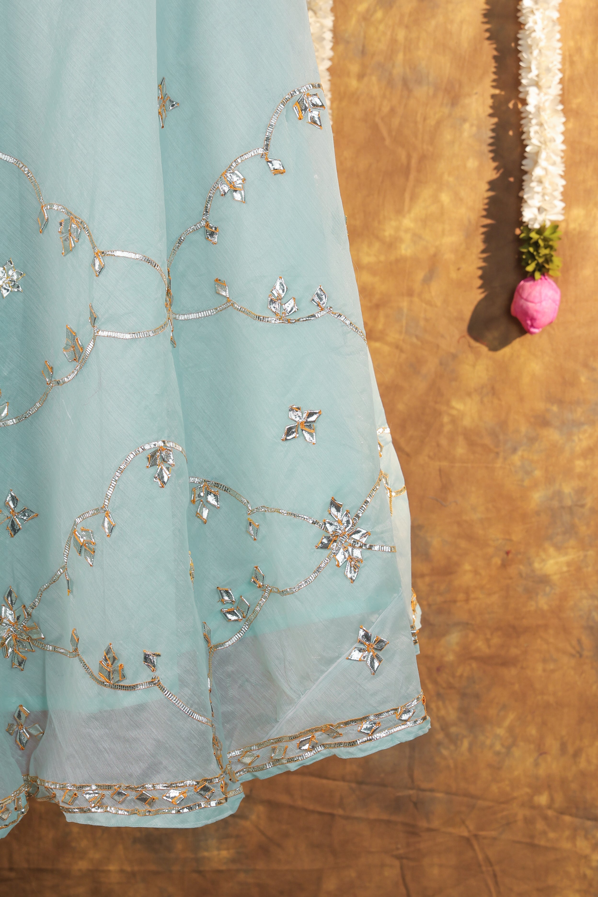 Serene Sky Semi-Stitched Lehenga Set