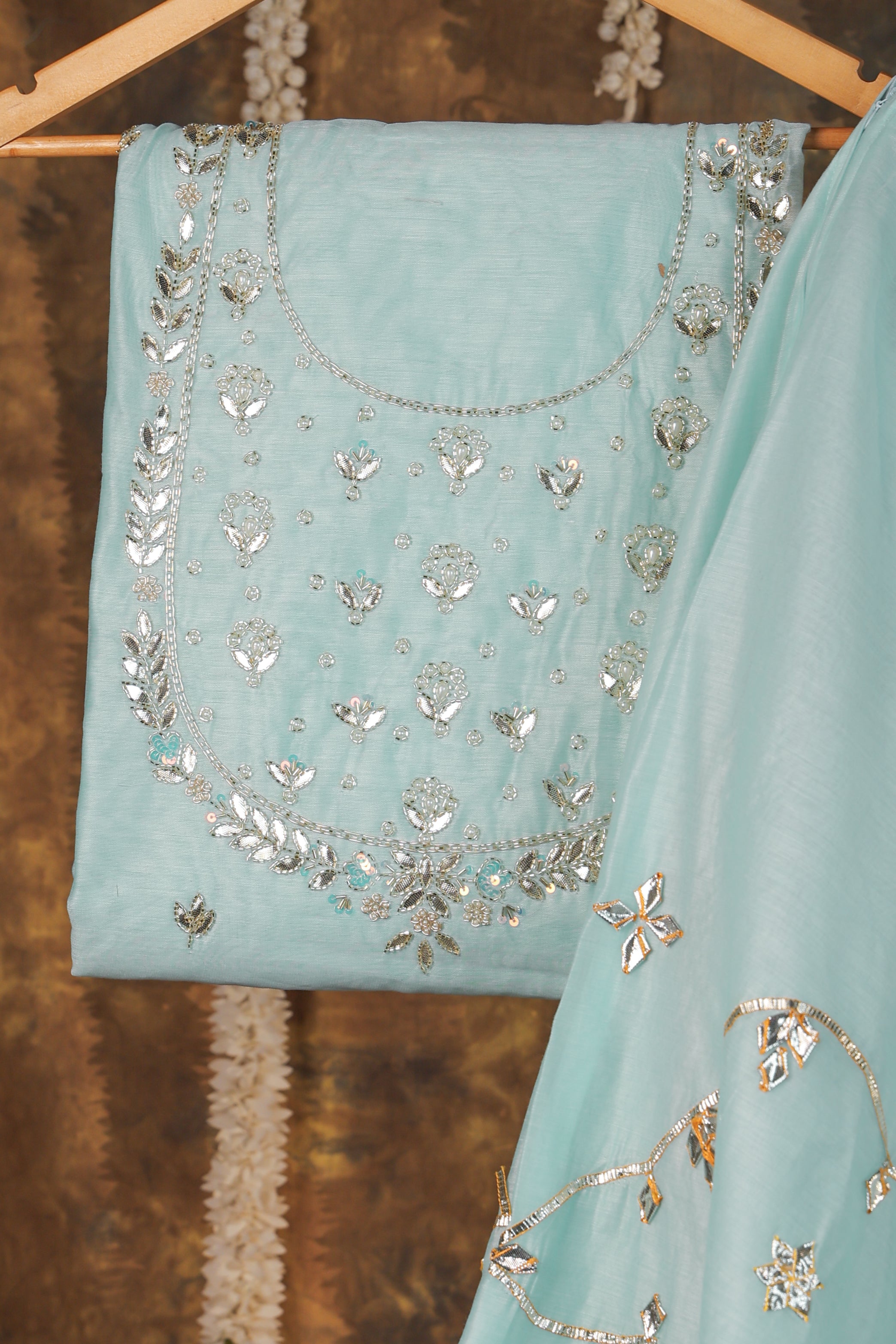 Serene Sky Semi-Stitched Lehenga Set