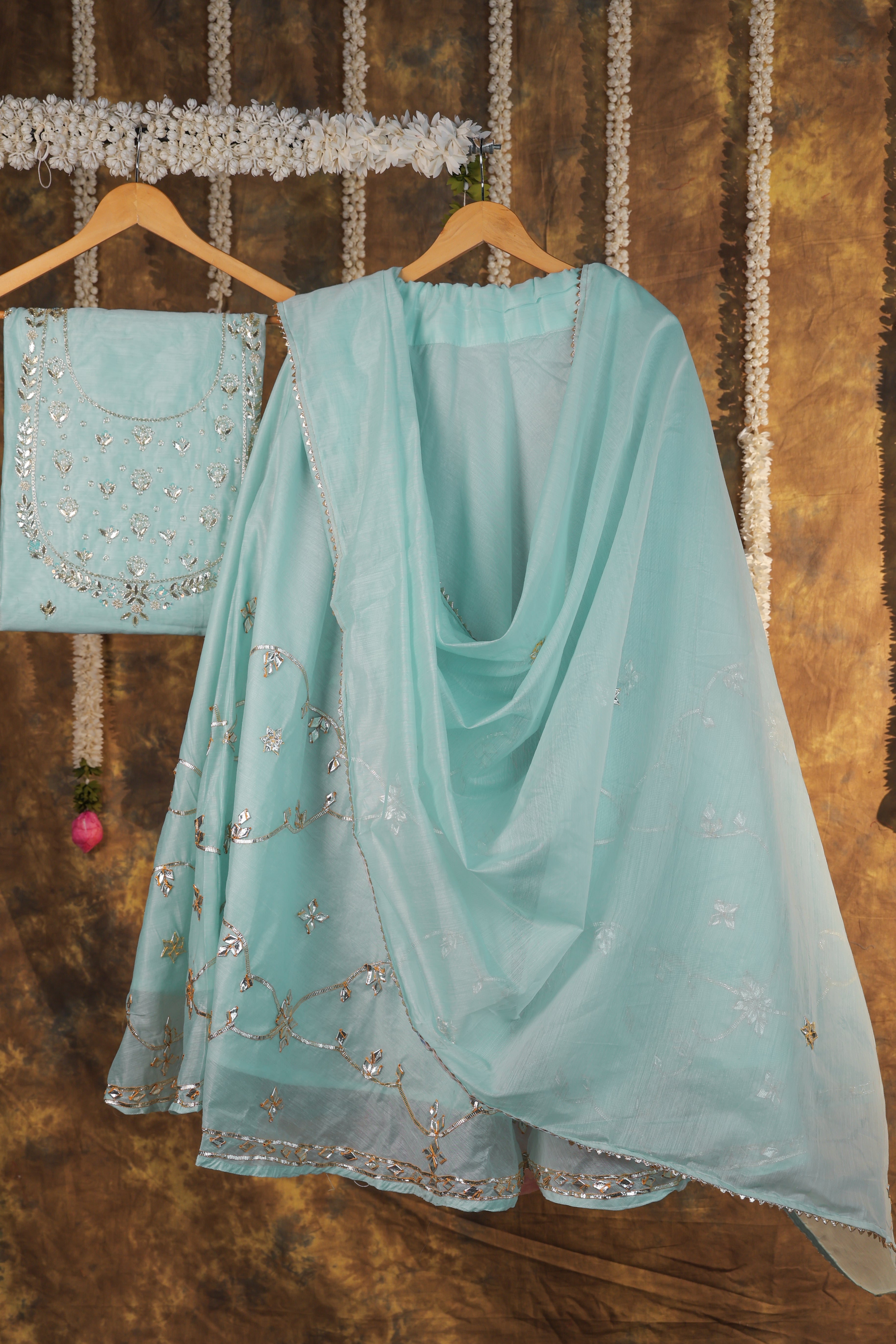Serene Sky Semi-Stitched Lehenga Set