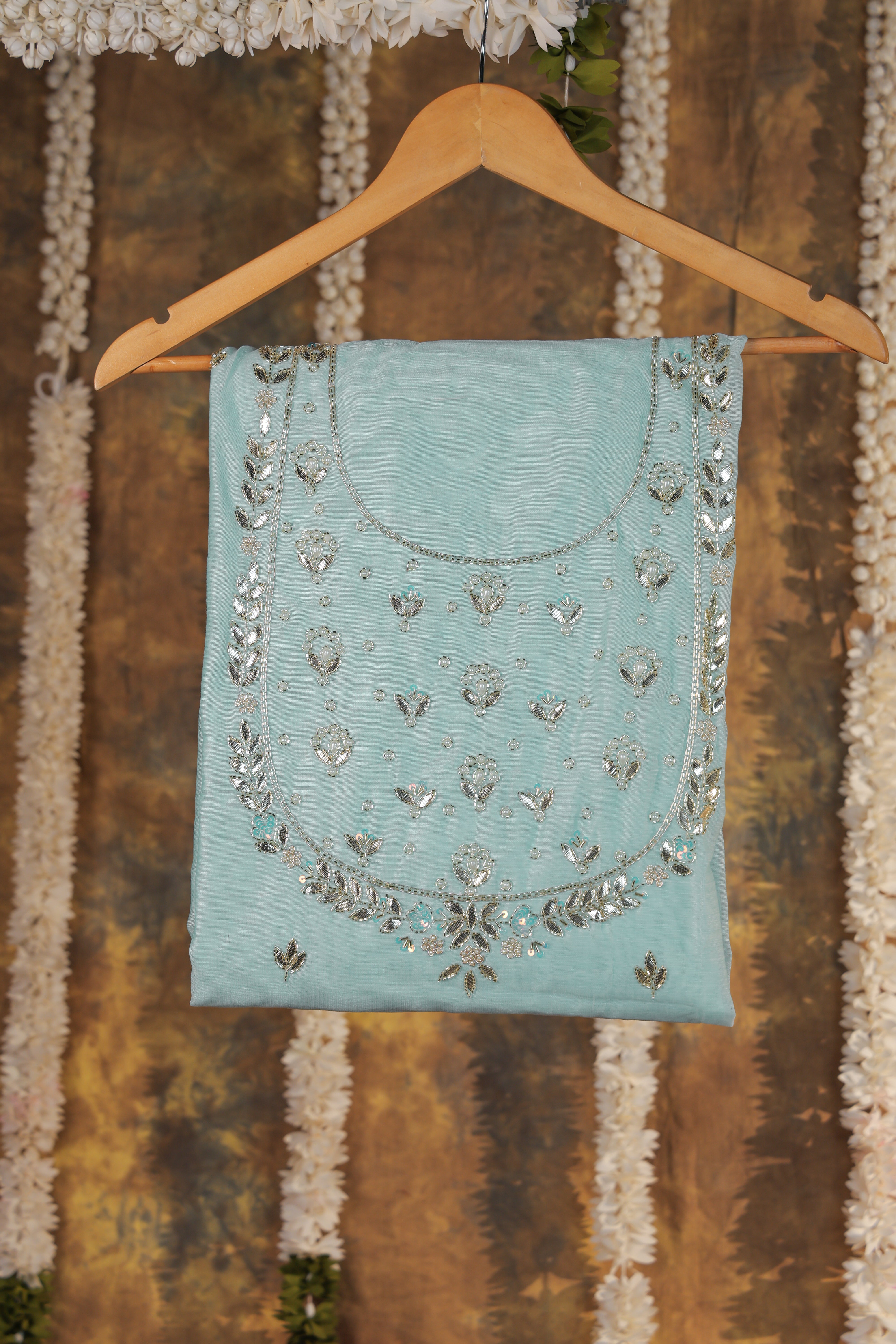 Serene Sky Semi-Stitched Lehenga Set