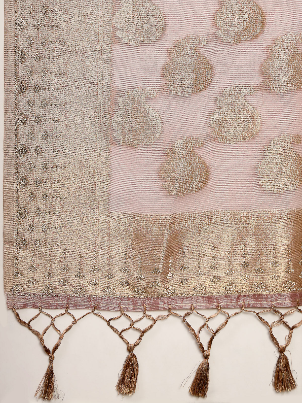 Champagne Gold Organza Silk Saree