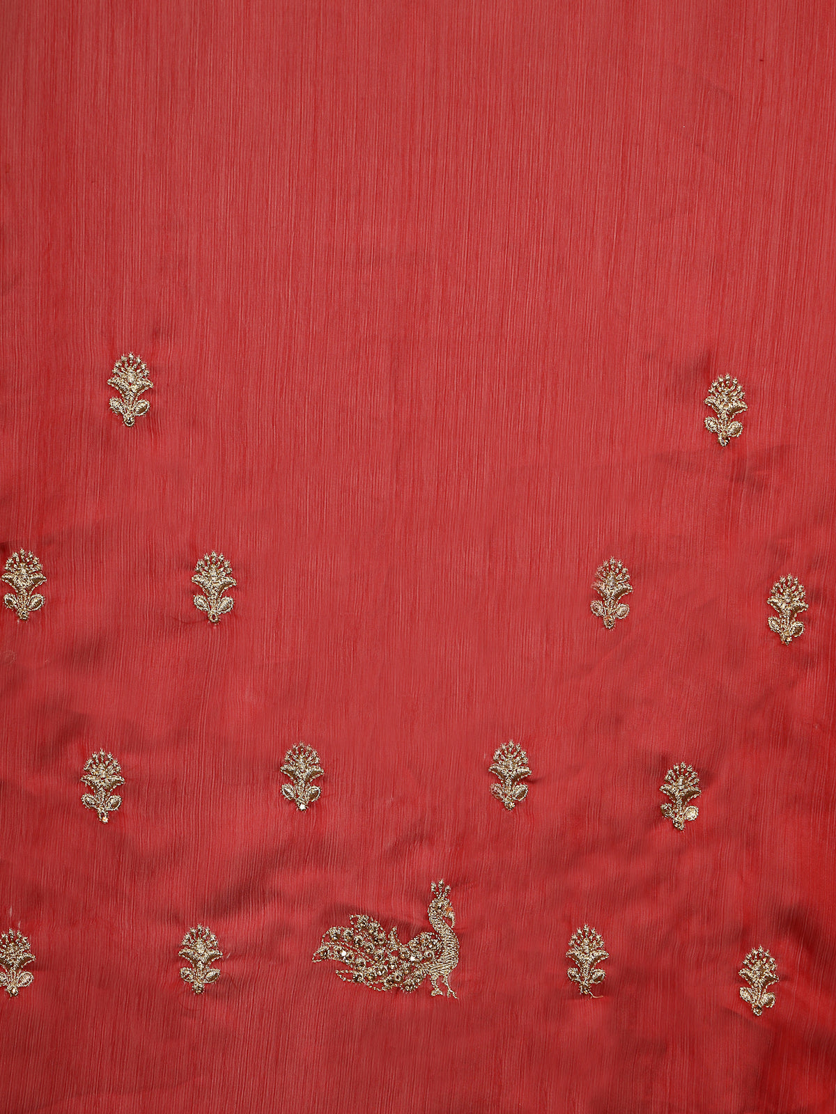 Crimson Red Organza Saree with Elegant Silver Embroidered Border