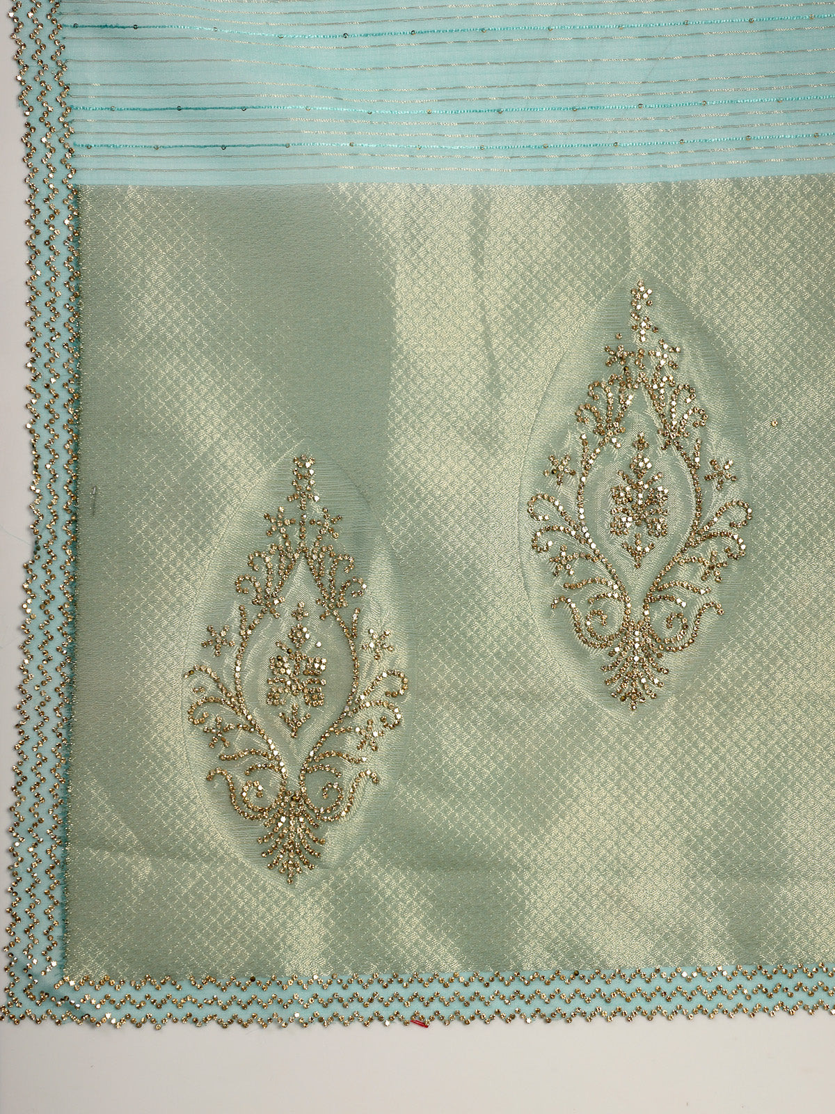 Elegant Aqua Blue Satin Silk Saree