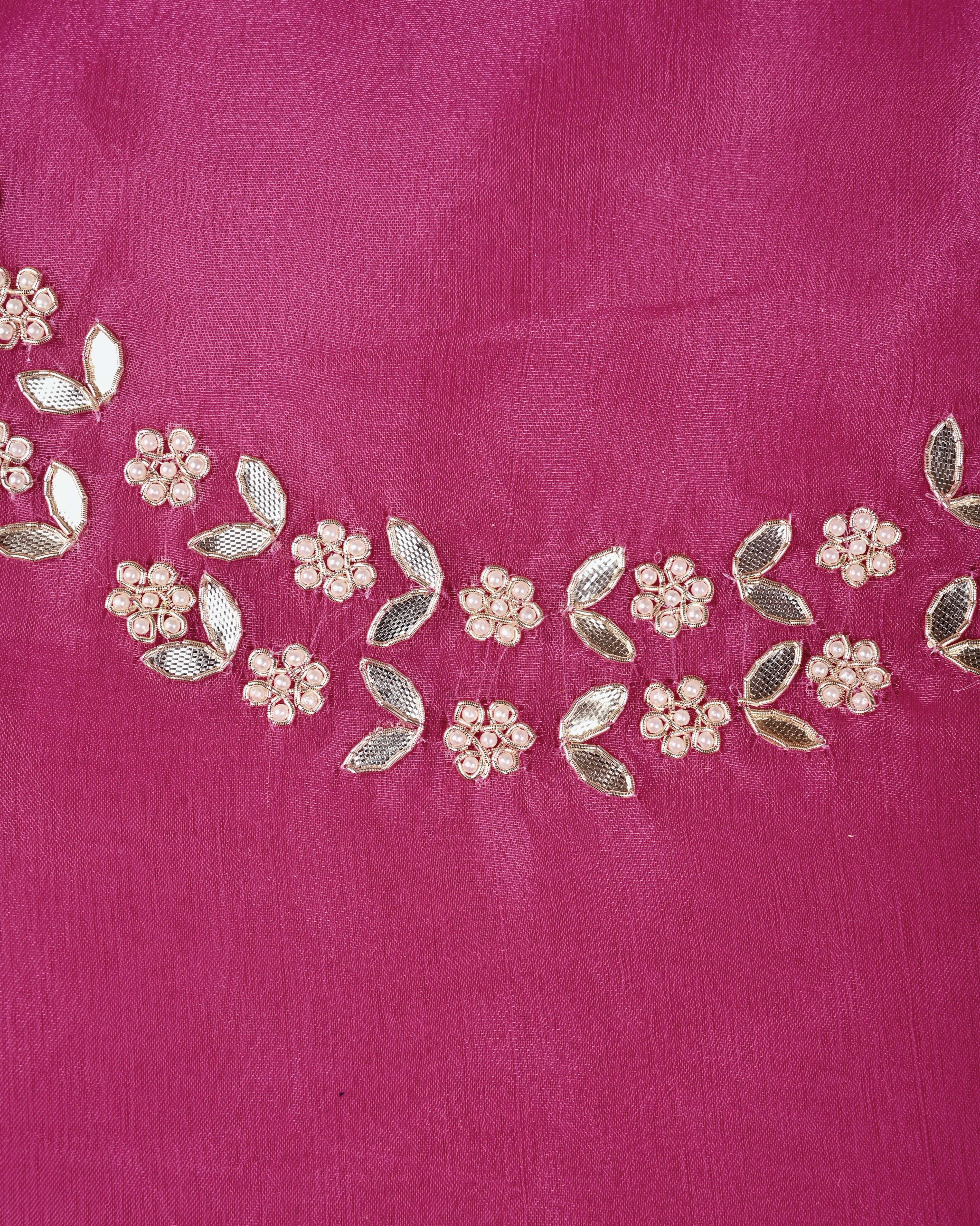 Brink Blush Unstitched Organza Tissue Suit Set with Gota Patti & Pearl Embellishment