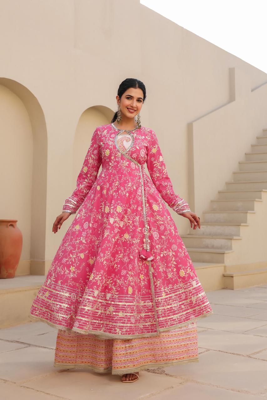 Blush Pink Gown with Embellished Jacket Set